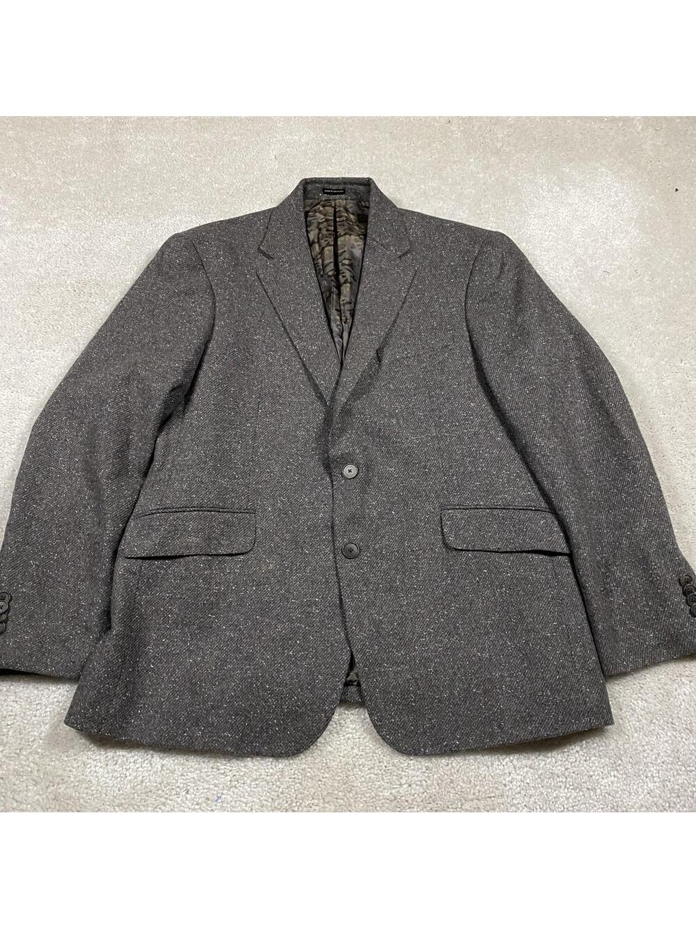 Joe Joseph Abboud Blazer Mens 42R Gray Wool Blend Tweed Sport Coat Camo Lined